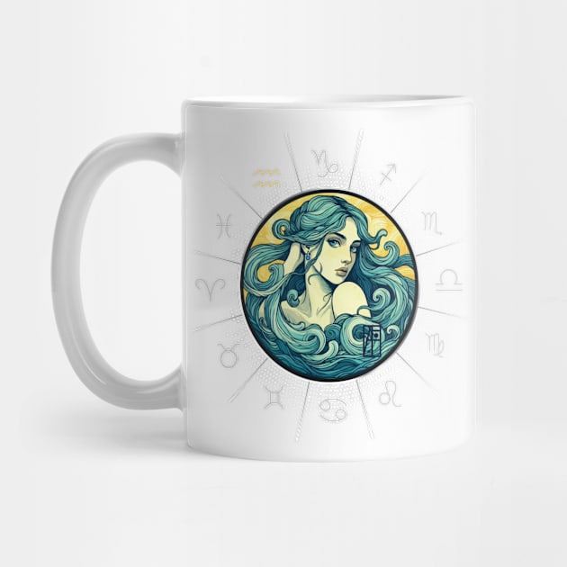 ZODIAC Aquarius - Astrological AQUARIUS - AQUARIUS - ZODIAC sign - Van Gogh style - 11 by ArtProjectShop